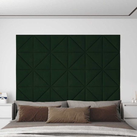 Panneaux muraux 12 pcs Vert foncé 30x30 cm Velours 0,54 m² 