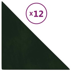Panneaux muraux 12 pcs Vert foncé 30x30 cm Velours 0,54 m² 