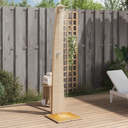 Douche d'extérieur beige 55x60x224cm résine tressée bois acacia 