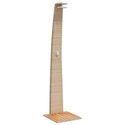 Douche d'extérieur beige 55x60x224cm résine tressée bois acacia 