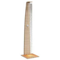Douche d'extérieur beige 55x60x224cm résine tressée bois acacia 