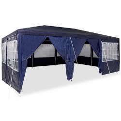 Tente à fêter avec 10 murs latéraux bleus, 6x4 m en PE 