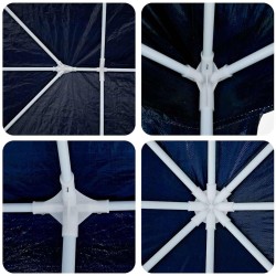 Tente à fêter avec 10 murs latéraux bleus, 6x4 m en PE 