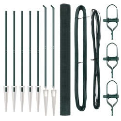 Set de Poteaux de Clôture Vert 2 Poteaux Acier Galvanisé 10 x 1,5 m 