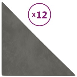 Panneaux muraux 12 pcs Gris foncé 30x30 cm Velours 0,54 m² 
