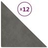 Panneaux muraux 12 pcs Gris foncé 30x30 cm Velours 0,54 m² 