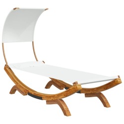 Lit repos avec auvent 100x200x126 cm Bois courbé massif Crème 