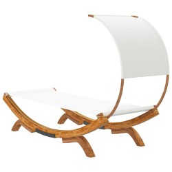 Lit repos avec auvent 100x200x126 cm Bois courbé massif Crème 
