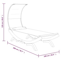 Lit repos avec auvent 100x200x126 cm Bois courbé massif Crème 