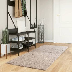 Tapis shaggy PAMPLONA poils longs moderne beige 80x200 cm 
