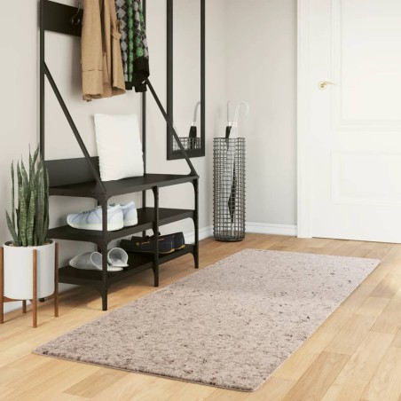 Tapis shaggy PAMPLONA poils longs moderne beige 80x200 cm 