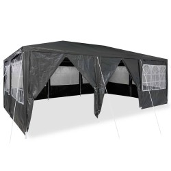 Tente de fête avec 10 parois gris foncé 6x4 m en PE 