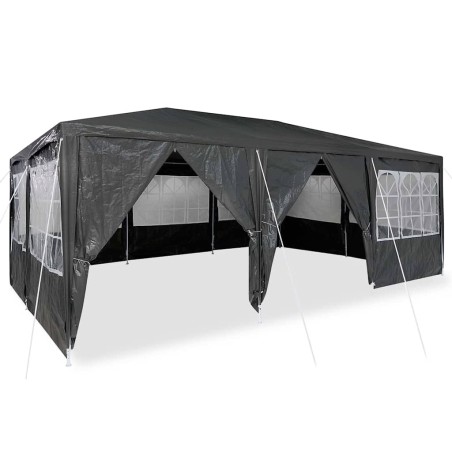 Tente de fête avec 10 parois gris foncé 6x4 m en PE 