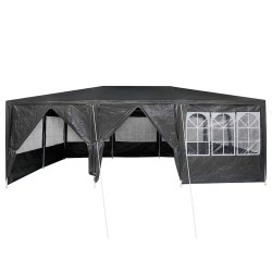 Tente de fête avec 10 parois gris foncé 6x4 m en PE 