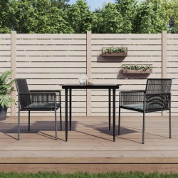 Chaises de jardin et coussins lot de 2 noir 54x60,5x83,5 cm 