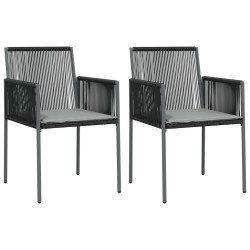 Chaises de jardin et coussins lot de 2 noir 54x60,5x83,5 cm 