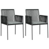 Chaises de jardin et coussins lot de 2 noir 54x60,5x83,5 cm 