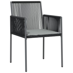 Chaises de jardin et coussins lot de 2 noir 54x60,5x83,5 cm 