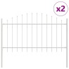 Clôture de jardin - Haut en forme de coussin - Blanc, 3,4x1 m, Acier 