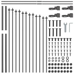 Clôture de jardin gris, sommet arrondi, 3,4 x 1 m en acier 