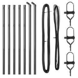 Ensemble de poteaux de clôture 7 pcs Gris Ø32mm 80 cm Métal 