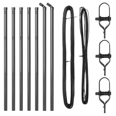 Ensemble de poteaux de clôture 7 pcs Gris Ø32mm 80 cm Métal 