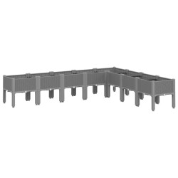 Jardinière avec pieds gris clair 200x160x42 cm PP 