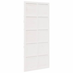 Porte de grange Blanc 80 x 210 cm Bois massif en pin 