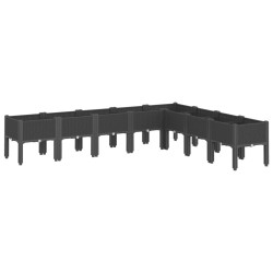 Jardinière avec pieds noir 200x160x42 cm PP 