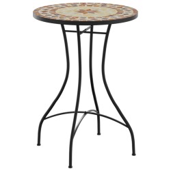 Table de bistro mosaïque terre cuite blanc Ø50x70 cm céramique 