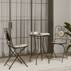 Table de bistro mosaïque terre cuite blanc Ø50x70 cm céramique 