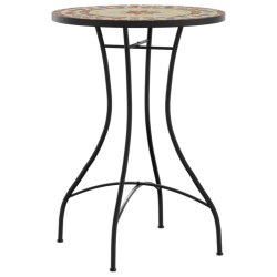 Table de bistro mosaïque terre cuite blanc Ø50x70 cm céramique 