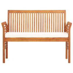 Banc de jardin 2 places avec coussin 120cm Bois d'acacia massif 