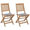 Chaises pliables de jardin lot de 2 avec coussins Bois d'acacia 