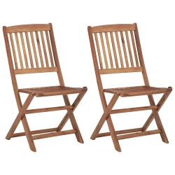 Chaises pliables de jardin lot de 2 avec coussins Bois d'acacia 