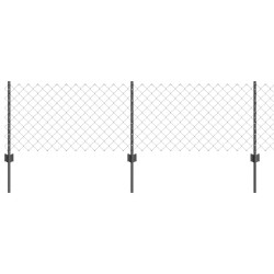 Clôture en maillons avec 22 poteaux en U Gris 0.6x25 m Acier 