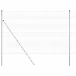 Clôture en Fil Soudé avec 7 Poteaux 1.6x10 m Acier Galvanisé 