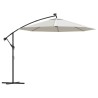 Parasol avec éclairage LED 300cm Poteau en métal Sable 