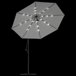 Parasol avec éclairage LED 300cm Poteau en métal Sable 
