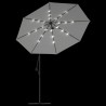 Parasol avec éclairage LED 300cm Poteau en métal Sable 