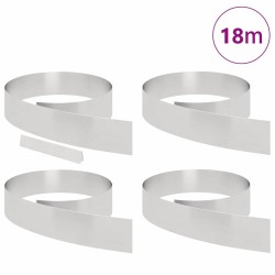 Bordure de jardin 4 pcs Argent 450 x 15 cm Acier inoxydable 
