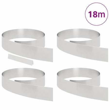 Bordure de jardin 4 pcs Argent 450 x 15 cm Acier inoxydable 
