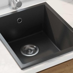 Évier de cuisine en granit noir avec trou de trop-plein 