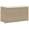 Banc de rangement extérieur coussin beige 100 cm résine tressée 