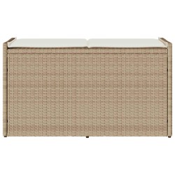 Banc de rangement extérieur coussin beige 100 cm résine tressée 