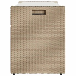 Banc de rangement extérieur coussin beige 100 cm résine tressée 