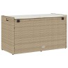 Banc de rangement extérieur coussin beige 100 cm résine tressée 