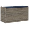 Banc de rangement extérieur coussin gris 100 cm résine tressée 