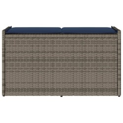 Banc de rangement extérieur coussin gris 100 cm résine tressée 