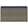 Banc de rangement extérieur coussin gris 100 cm résine tressée 